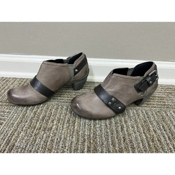 OTBT Boots Women 6M El Reno Low Ankle Biker Bootie Brown Leather Heels FREE SHIP - Picture 1 of 12